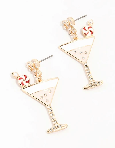 Boucles d’oreilles cocktail en canne d’orge en or