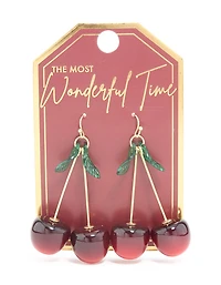 Gold Acrylic Cherry Drop Earrings