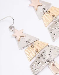 Boucles d’oreilles tombantes en pièces d’arbre en métal mixte