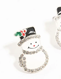 Mixed Metal Diamante Snowman Earrings