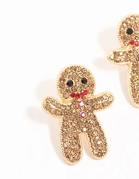 Boucles d’oreilles en pain d’épices en diamants dorés