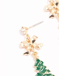 Sapin festif vert or & Diamant vert présent, paquet de 3 boucles d’oreilles tombantes