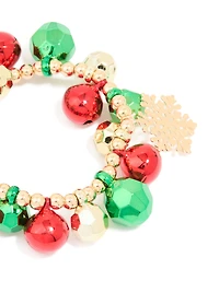 Bracelet stretch Chunky Chunky Chunky Bells Bells Or Green & Red