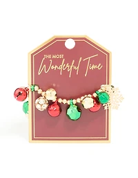 Bracelet stretch Chunky Chunky Chunky Bells Bells Or Green & Red