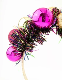 Multicoloured Tinsel & Multicoloured Baubles Headband