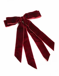 Burgundy Velvet Fabric Double Bow Hair Clip