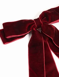 Burgundy Velvet Fabric Double Bow Hair Clip