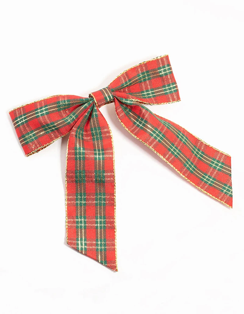 Tartan Fabric Bow Hair Clip
