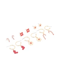 Flocon de neige Diamant Rouge Or & Boucles d’oreilles Present en pack de 6