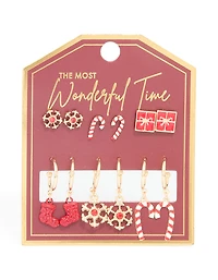 Flocon de neige Diamant Rouge Or & Boucles d’oreilles Present en pack de 6