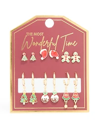 Gold Pudding & Bell Earrings 6-Pack