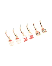 Gold Santa & Present Studs 3-Pack