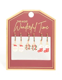 Gold Santa & Present Studs 3-Pack