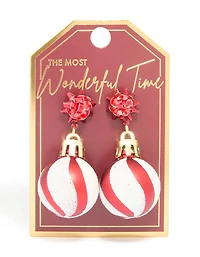 Boucles d’oreilles en ruban rouge doré pour tomber