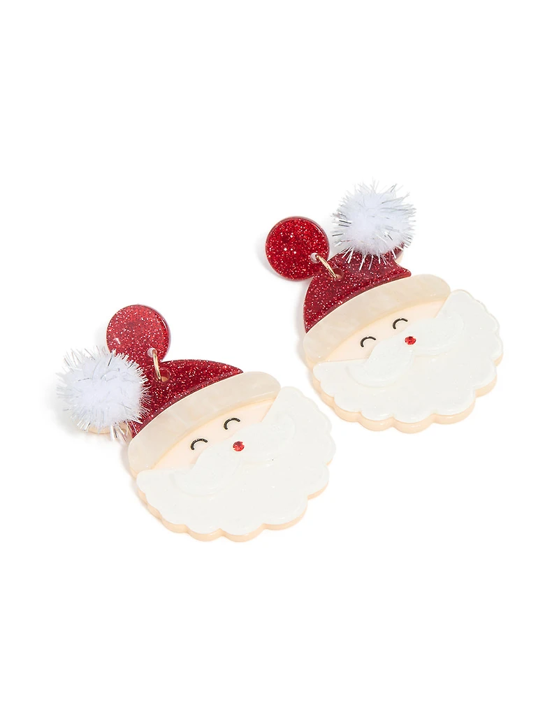 Red Acrylic Santa Head Earrings