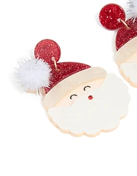 Red Acrylic Santa Head Earrings