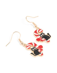 Boucles d’oreilles en forme de canne d’orge en or pour chat
