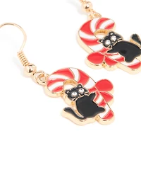 Boucles d’oreilles en forme de canne d’orge en or pour chat