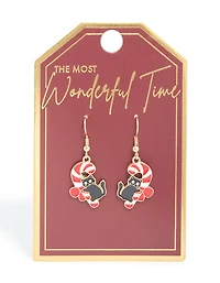 Boucles d’oreilles en forme de canne d’orge en or pour chat