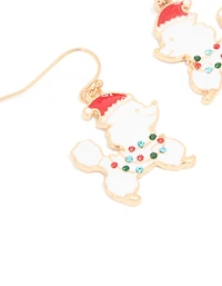 Gold Festive Poodle Diamante Light Collar Drop Earrings