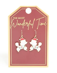 Gold Festive Poodle Diamante Light Collar Drop Earrings