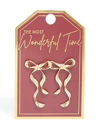 Gold Dangle Bow Stud Earrings