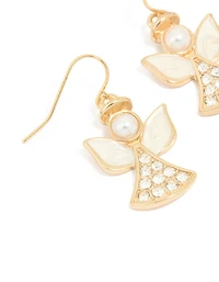 Gold Diamante Angel Drop Earrings