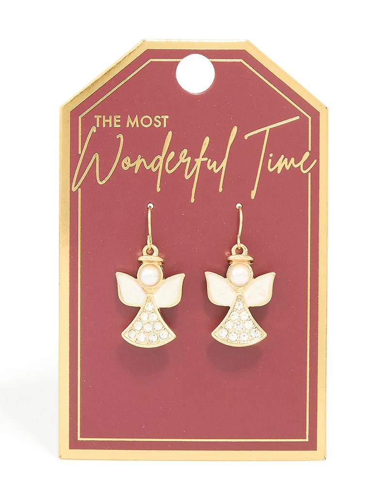 Gold Diamante Angel Drop Earrings