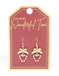 Gold Candy Cane Heart Earrings
