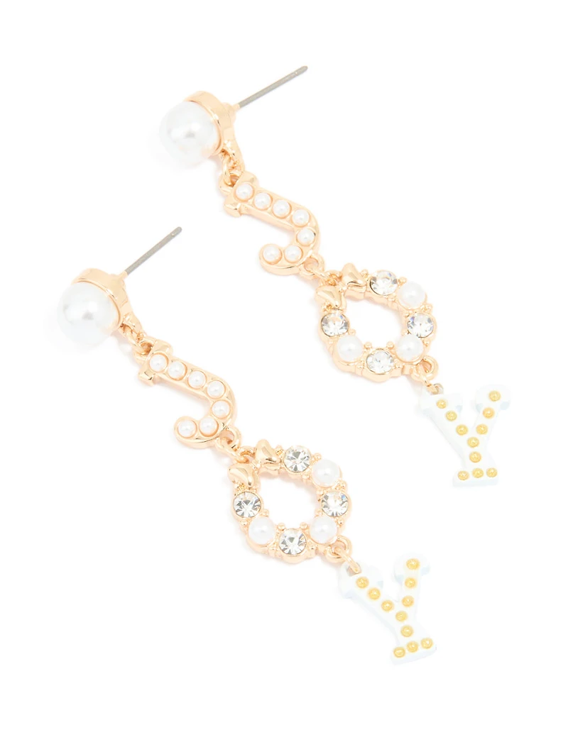 Gold Pearl 'Joy' Drop Earrings