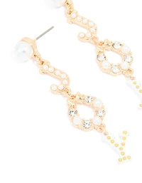 Gold Pearl 'Joy' Drop Earrings