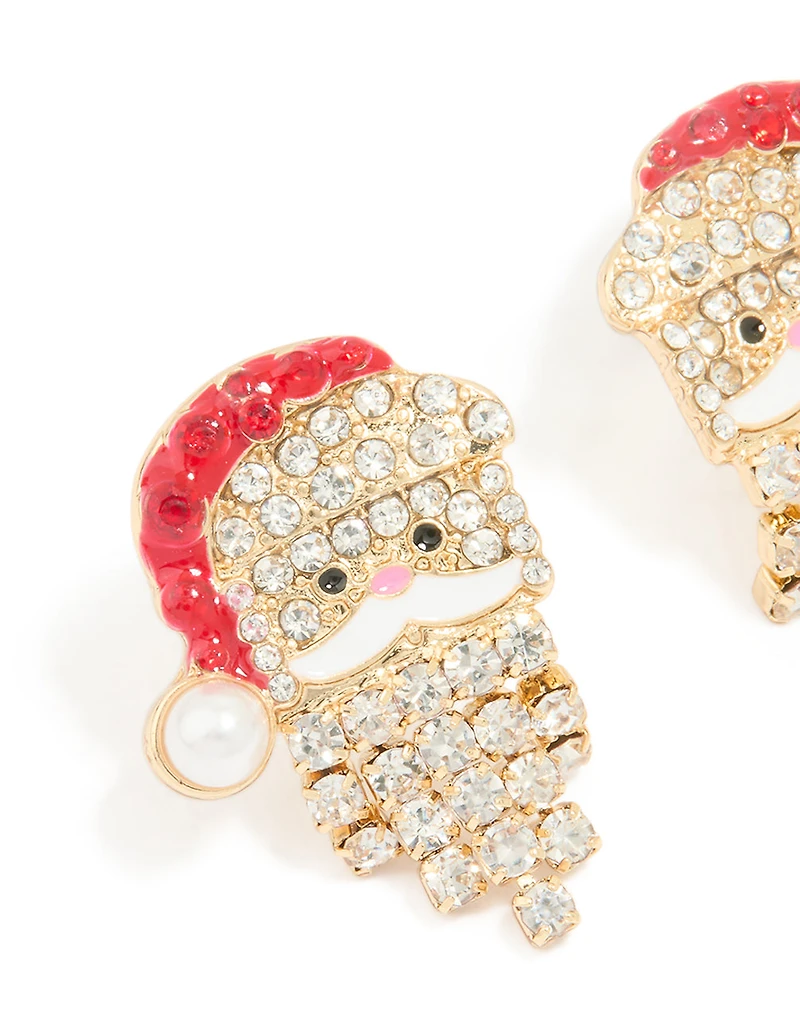 Boucles d’oreilles dorées en diamant du Père Noël