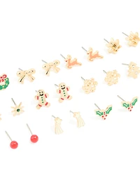 Gold Wreath & Shooting Star Earrings 12-Pack