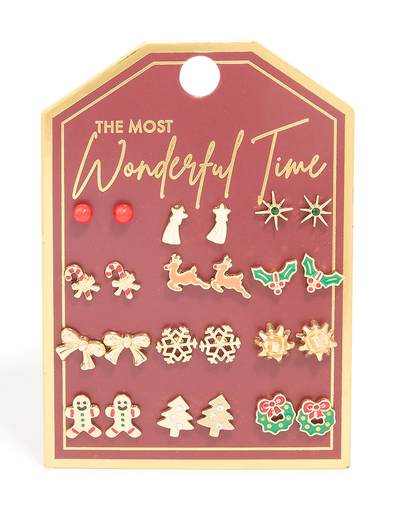 Gold Wreath & Shooting Star Earrings 12-Pack