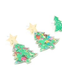 Acrylic Festive Tree Stud Earrings 2-Pack
