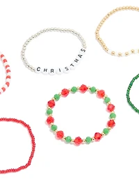 Multicoloured Beaded Festive Stretch Bracelets 5-Pack