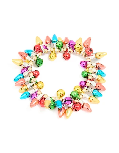 Multicoloured Mixed Metal Festive Lights Stretch Bracelet