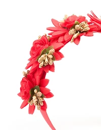 Red Fabric Poinsettia Floral Headband