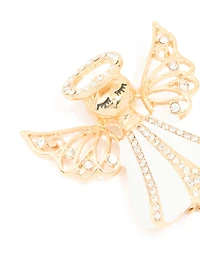 Gold Diamante Angel Brooch