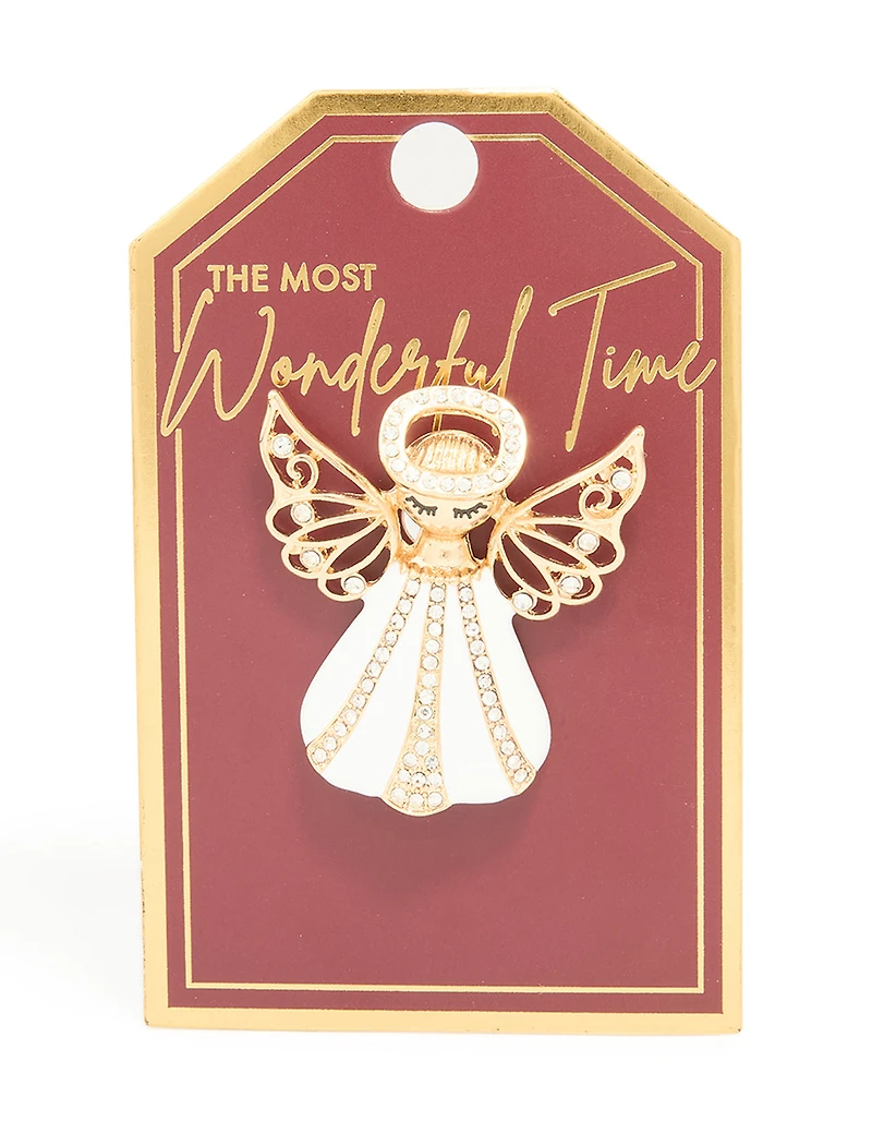 Gold Diamante Angel Brooch