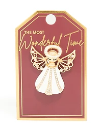 Gold Diamante Angel Brooch