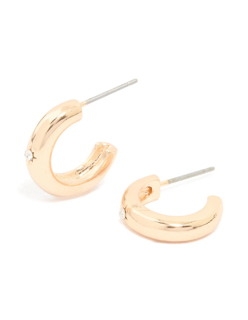 Boucles d’oreilles Huggie Bubble Centre Étoile Diamant en or