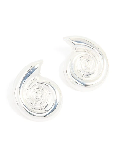Boucles d’oreilles en forme d’escargot en argent en spirale