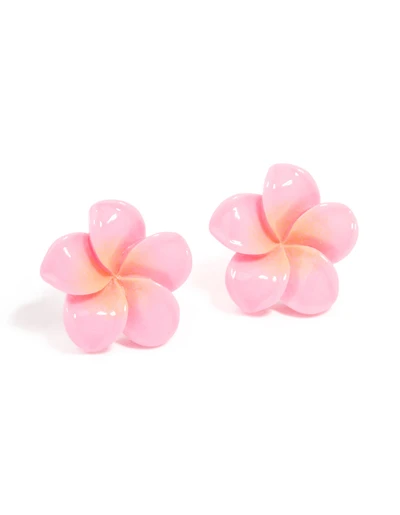 Boucles d’oreilles roses en fleur de Frangipani