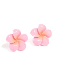 Boucles d’oreilles roses en fleur de Frangipani