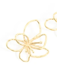 Waterproof Gold Plated Stainless Steel Flower Outline Stud Earrings