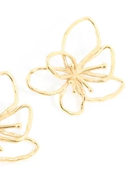 Waterproof Gold Plated Stainless Steel Flower Outline Stud Earrings