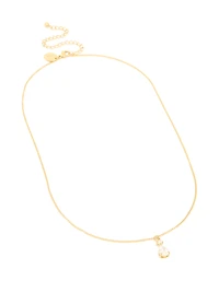 Collier suspendu en acier inoxydable inoxydable imperméable plaqué or en zirconia et poire