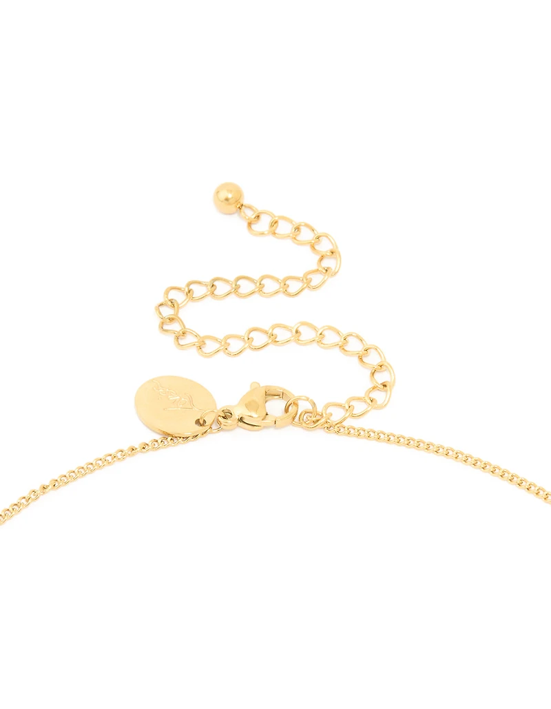 Waterproof Gold Plated Stainless Steel Cubic Zirconia Pear Pendant Necklace