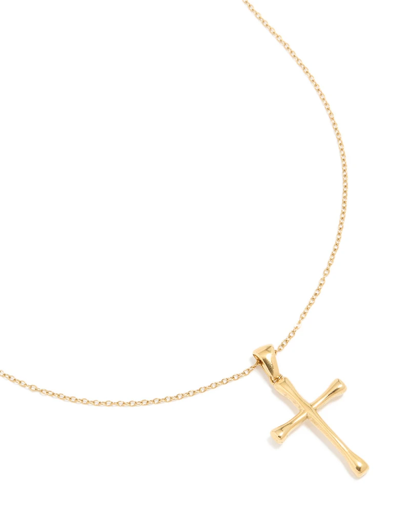 Waterproof Gold Plated Stainless Steel Large Cross Pendant Necklace